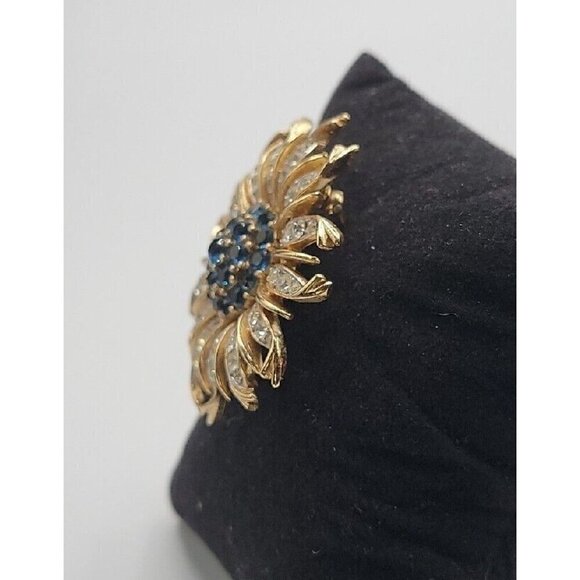 Crown Trifari Alfred Philippe Brooch Invisible Set Blue Sunburst RARE BROOCH - Picture 8 of 16